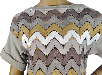 在庫一掃セール 春夏 イタリア インポート ニット RINASCIMENTO ジグザグ編みチュニックニット ベージュ系
