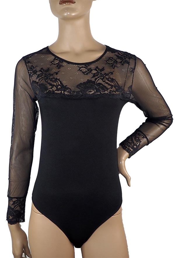 在庫一掃セール SALE 秋冬イタリア インポート ブランド カットソー ANTONELLA 64003 レース切替ボディー 黒