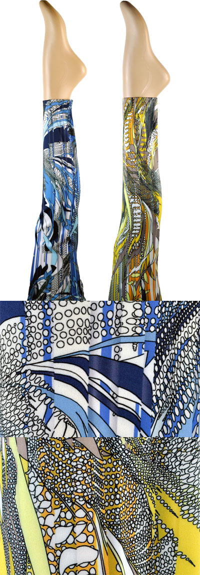 在庫一掃セール インポート レギンス OROBLU MYTHICAL スカーフ柄レギンス（ジェギンス）ブルー 黄色