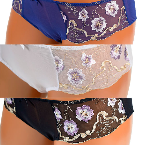 イタリアインポートランジェリー SieLEI 6638 花柄刺繍スーパープッシュアップブラ・ショーツセット　3色