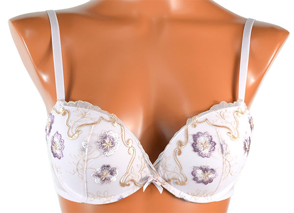 イタリアインポートランジェリー SieLEI 6638 花柄刺繍スーパープッシュアップブラ・ショーツセット　3色