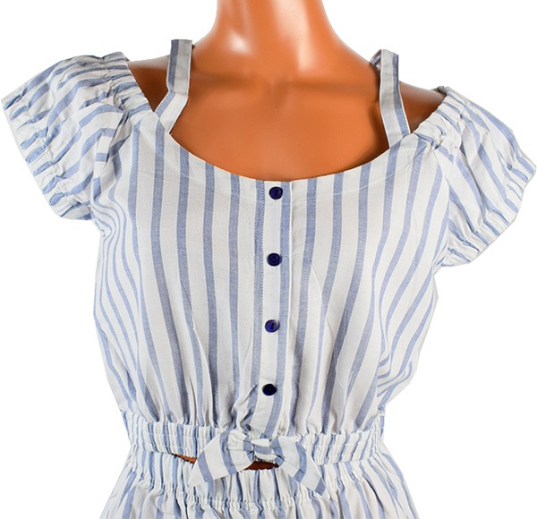 ★在庫一掃セール★イタリアインポートパジャマ NOTTINGHAM 33556 オフショルダーコットンパジャマ　ブルー・白