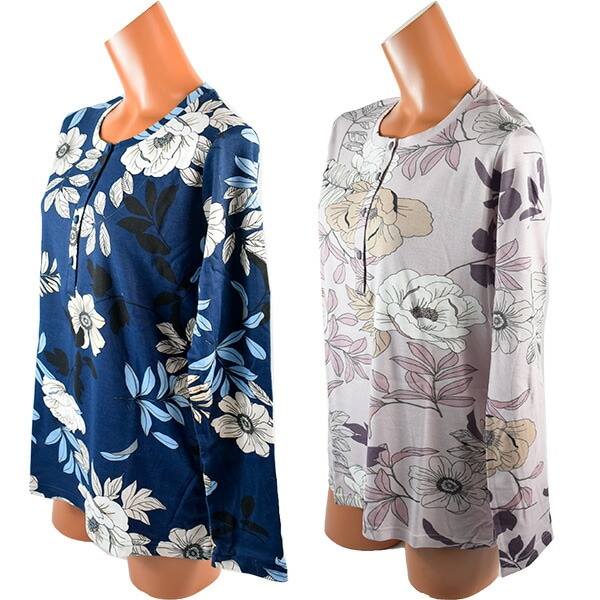 イタリア インポート ブランド パジャマ LORMAR MADAMME 650985 花柄フロントボタンパジャマ 2色
