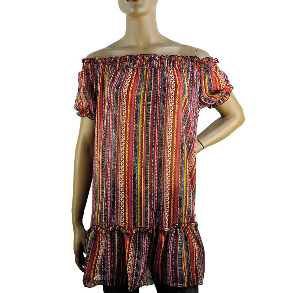 在庫一掃セール 春夏 インポート チュニック MONELLA エスニック柄オフショールダーチュニック