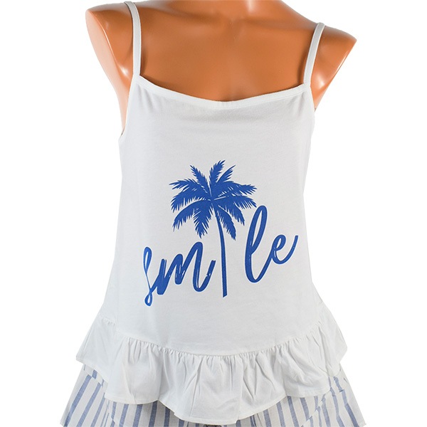 在庫一掃セール イタリアインポートパジャマ NOTTINGHAM 33557 ショートパンツコットンパジャマ　ブルー・白