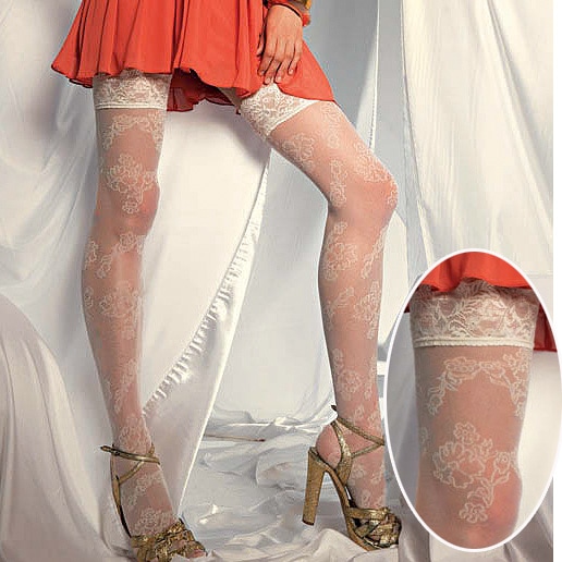 インポート ガーターストッキング LEVANTE E322 花柄ガーターストッキング