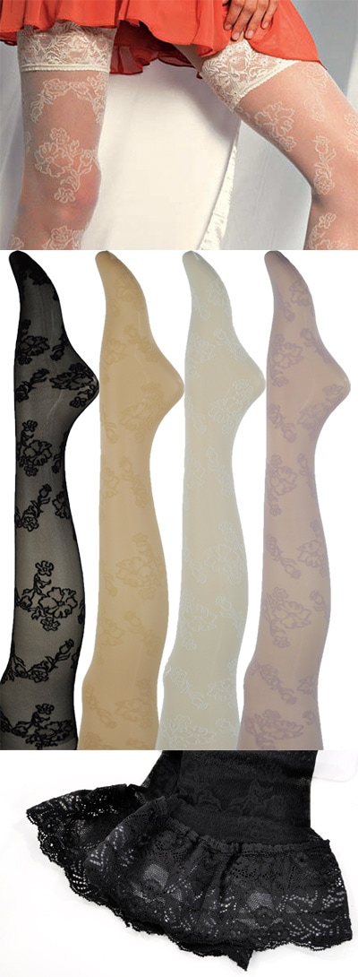 インポート ガーターストッキング LEVANTE E322 花柄ガーターストッキング