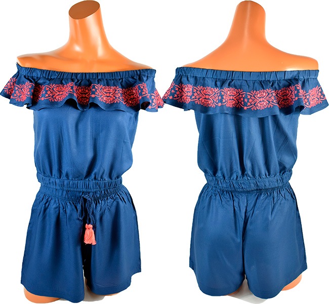 在庫一掃セール イタリアインポートパジャマ NOTTINGHAM 33564 オフショルダー刺繍パジャマ　2色