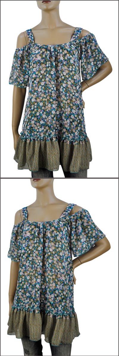 在庫一掃セール  春夏 インポート チュニック DORI シフォンチュニックブラウス