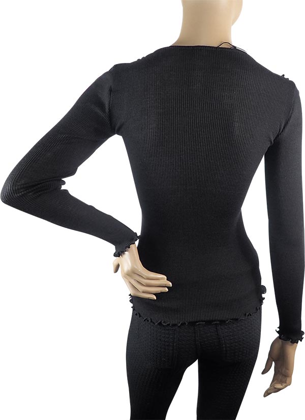 在庫一掃セール SALE 秋冬高級 イタリア ブランド ニット MORETTA 5736 レース切替ウール・シルクシームレスリブニット 2色