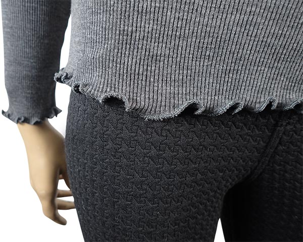 在庫一掃セール SALE 秋冬高級 イタリア ブランド ニット MORETTA 5736 レース切替ウール・シルクシームレスリブニット 2色