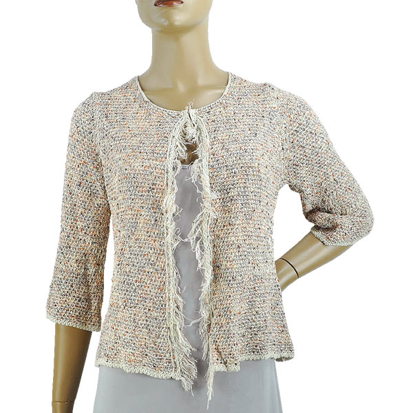 在庫一掃セール 春夏 イタリア インポート ニット SUSY MIX by SALEPEPE ツイード編ジャケット ブラウン 