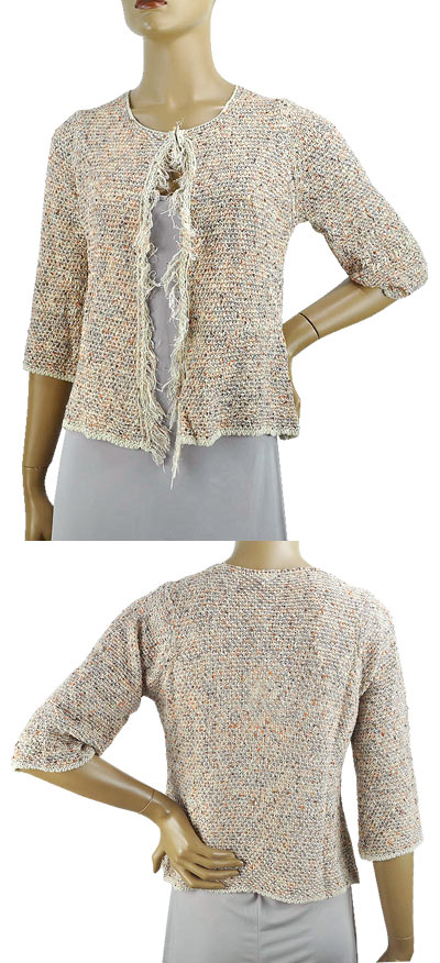 在庫一掃セール 春夏 イタリア インポート ニット SUSY MIX by SALEPEPE ツイード編ジャケット ブラウン 