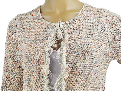 在庫一掃セール 春夏 イタリア インポート ニット SUSY MIX by SALEPEPE ツイード編ジャケット ブラウン 