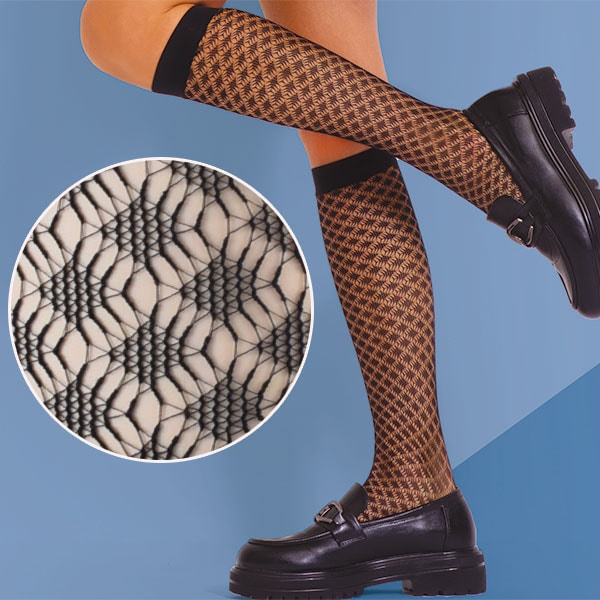 イタリア インポート ブランド ニーハイ 網ニーハイソックス BC DONNA ALICE 網ニーハイソックス 黒