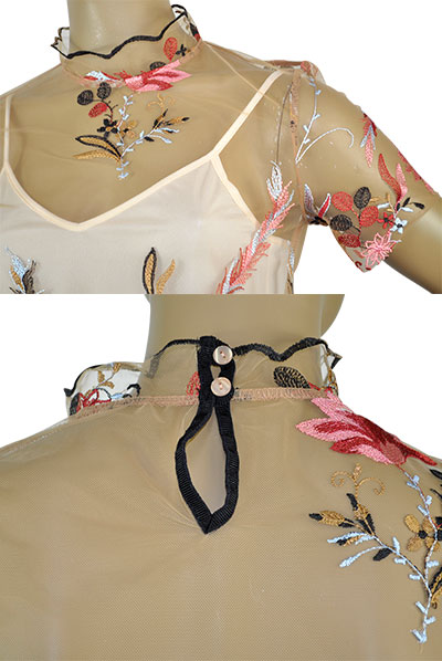 在庫一掃セール SALE 春夏 インポート カットソー IMPERIAL 刺繍カットソー　インナー付　ベージュ