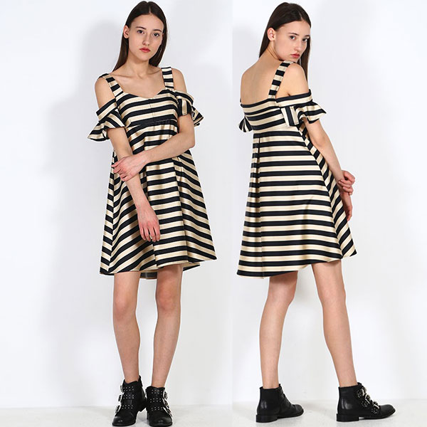 在庫一掃セール SALE 春夏 インポート ワンピース IMPERIALボーダー柄ワンピース 黒・ゴールド 