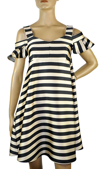 在庫一掃セール SALE 春夏 インポート ワンピース IMPERIALボーダー柄ワンピース 黒・ゴールド 