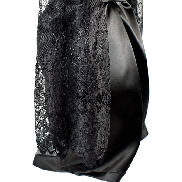 イタリアインポートランジェリー LOVE AND BRA 39151 サテン＆レース着物ガウン 黒