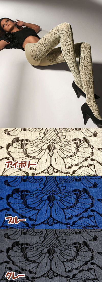 柄タイツ LEVANTE E388 フローラル柄タイツ 