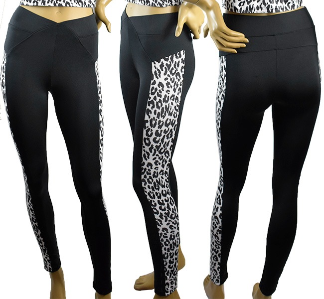 イタリアインポートフィットネスウェアBAS BLEU スポーツ IRBIS アニマル柄切替スポーツレギンス 2色