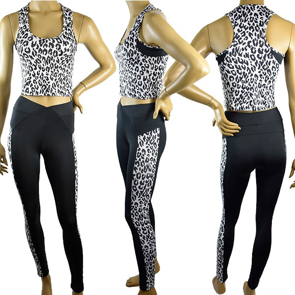 イタリアインポートフィットネスウェアBAS BLEU スポーツ IRBIS アニマル柄切替スポーツレギンス 2色