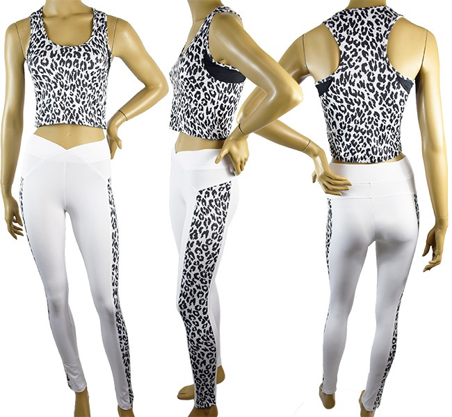 イタリアインポートフィットネスウェアBAS BLEU スポーツ IRBIS アニマル柄切替スポーツレギンス 2色