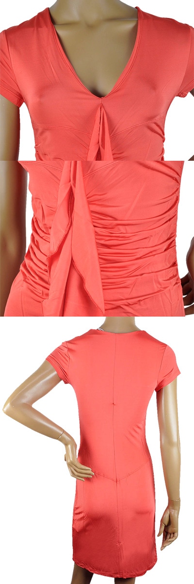 在庫一掃セール  春夏 インポート ワンピース ELEONORA AMADEI フリルワンピース コラールレッド 