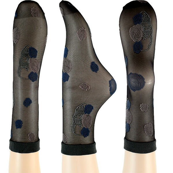 イタリア インポート ブランド 柄ソックス TRASPARENZE OSLO バラ柄ソックス 2色