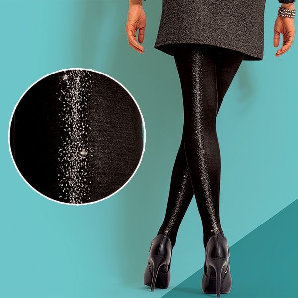 イタリア インポート ブランド 柄タイツ BC DONNA FIAMMA ラメバックシーム柄タイツ 黒