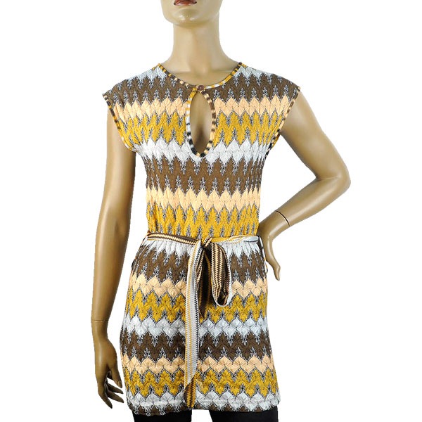在庫一掃セール 春夏 イタリア インポート ニット IKO エスニック柄ノースリーブチュニックニット