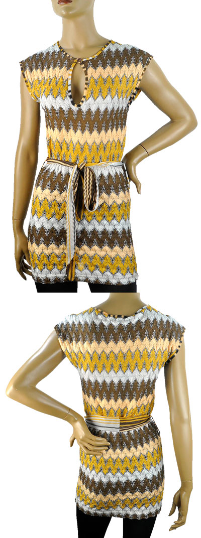 在庫一掃セール 春夏 イタリア インポート ニット IKO エスニック柄ノースリーブチュニックニット