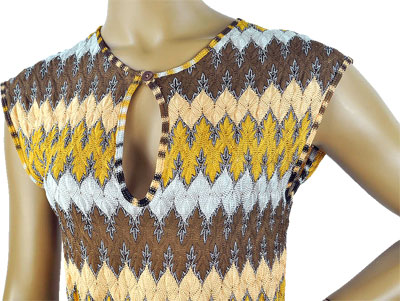 在庫一掃セール 春夏 イタリア インポート ニット IKO エスニック柄ノースリーブチュニックニット
