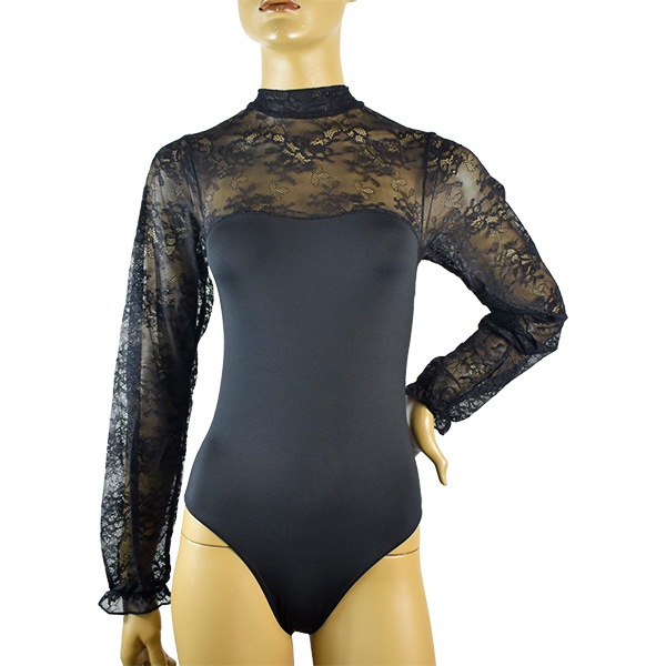 イタリアインポートカットソー LOVE AND BRA 39359 花柄レース切替ボディーカットソー 黒