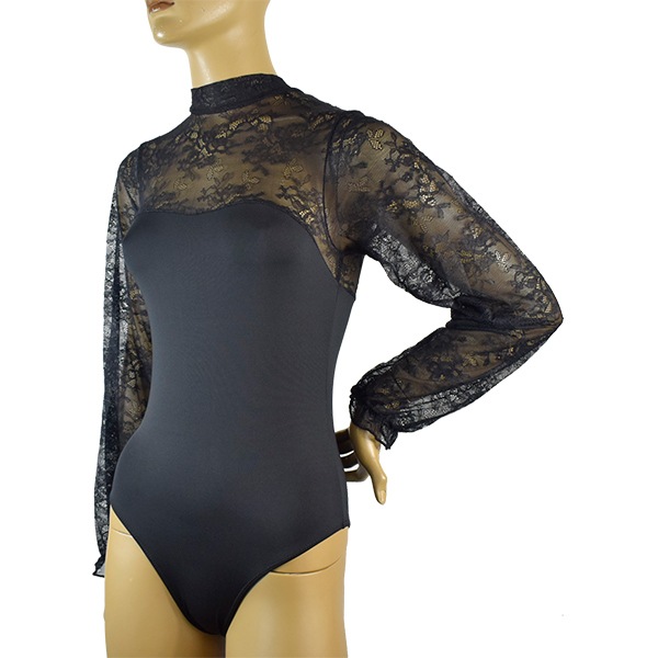 イタリアインポートカットソー LOVE AND BRA 39359 花柄レース切替ボディーカットソー 黒