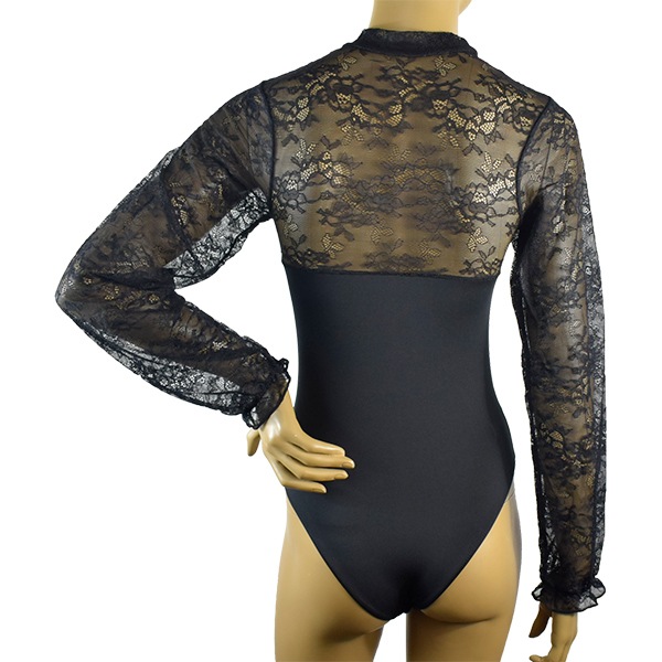 イタリアインポートカットソー LOVE AND BRA 39359 花柄レース切替ボディーカットソー 黒