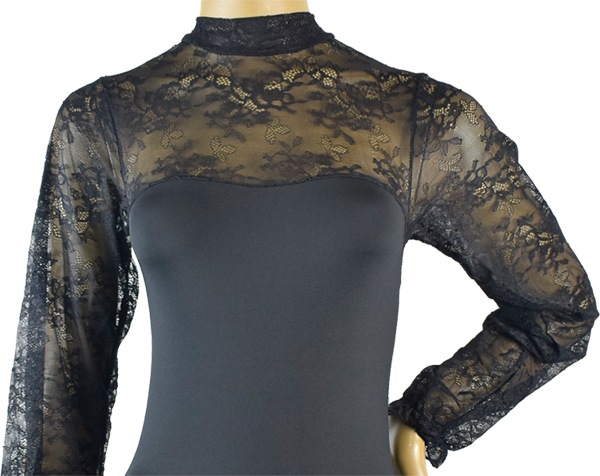 イタリアインポートカットソー LOVE AND BRA 39359 花柄レース切替ボディーカットソー 黒