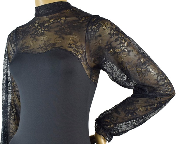 イタリアインポートカットソー LOVE AND BRA 39359 花柄レース切替ボディーカットソー 黒