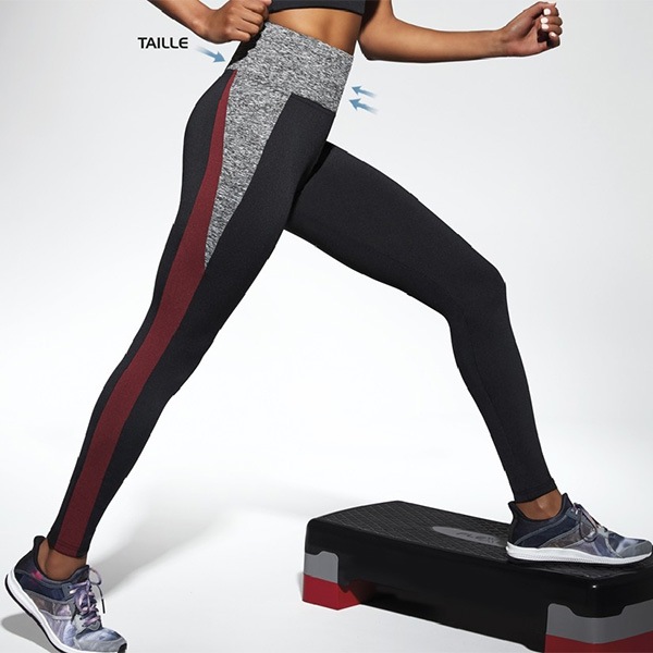 イタリアインポートフィットネスウェアBAS BLEU スポーツ EXTREME カラーブロックレギンス　ウェストシェイプ