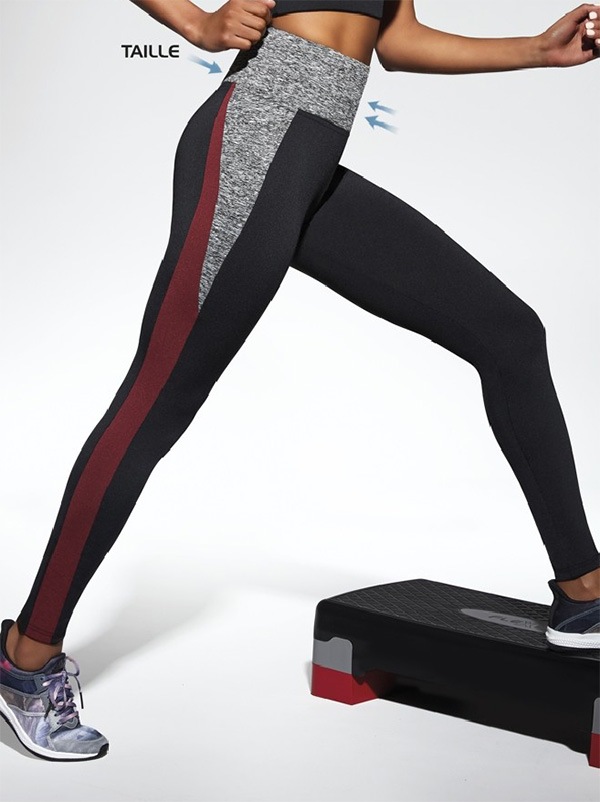 イタリアインポートフィットネスウェアBAS BLEU スポーツ EXTREME カラーブロックレギンス　ウェストシェイプ