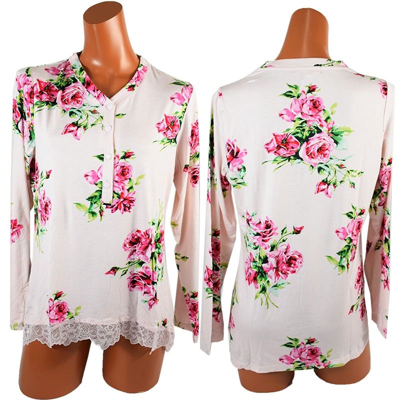 NEW・新作 イタリア インポート ブランド パジャマ LORMAR LOOK 652577 バラ柄長袖パジャマ 2色 