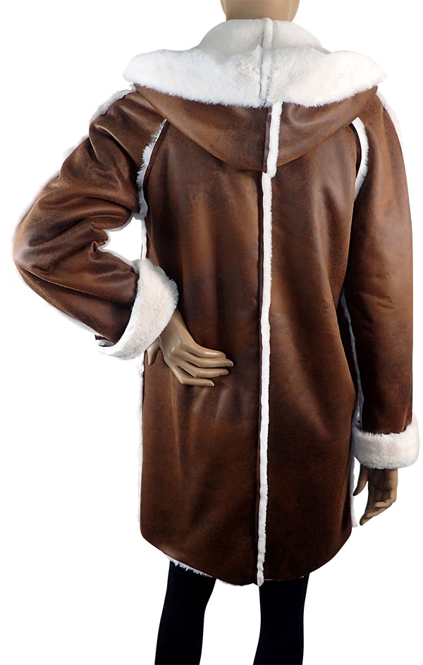 在庫一掃セール SALE 秋冬イタリア インポート ブランド コート ELEONORA AMADEI エコレザーコート　ブラウン・白