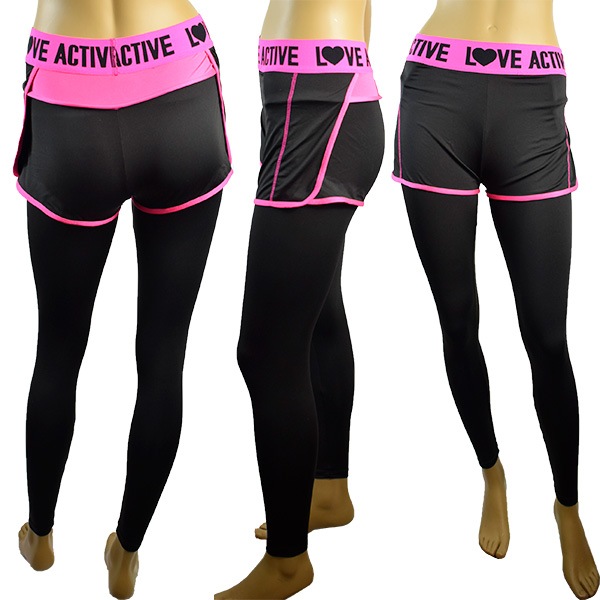イタリアインポートフィットネスウェアLOVE&BRA 21896 スポーツウェアレギンス・トップセット　2色