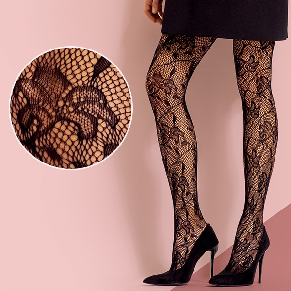 CALZEDONIA ★ リボン付き網ストッキング/タイツ カラーレースタイツ リボン 網タイツ シースルータイツ（タイツ