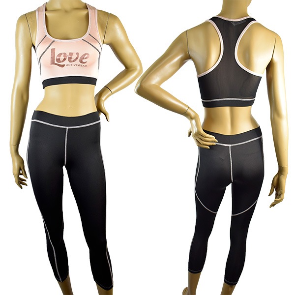 イタリアインポートフィットネスウェアLOVE&BRA 21898 スポーツウェアレギンス・スポーツブラセット　2色