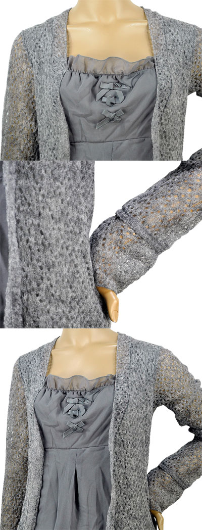 在庫一掃セール 秋冬 イタリア インポート ニット SISTE'S フェイクレイヤードモヘアチュニック グレー 