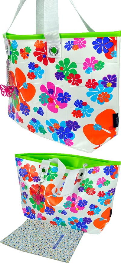 在庫一掃セール イタリアバッグ IMAXIS MIAMI FLOWER ビーチ用バッグ 白