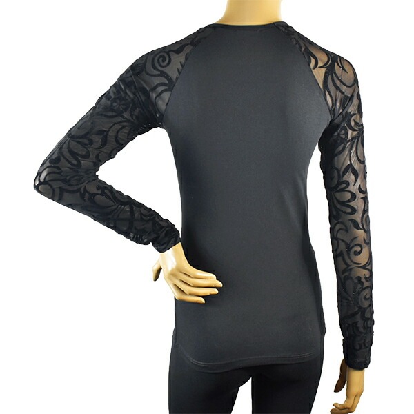 イタリアインポートカットソー JADEA 4307 ラメレース切替カットソー 黒