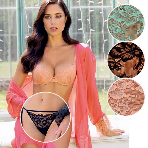 イタリア インポート ブランド ランジェリー LEILIEVE TEMPTATION プッシュアップブラ・ミニtバックショーツセット 3色