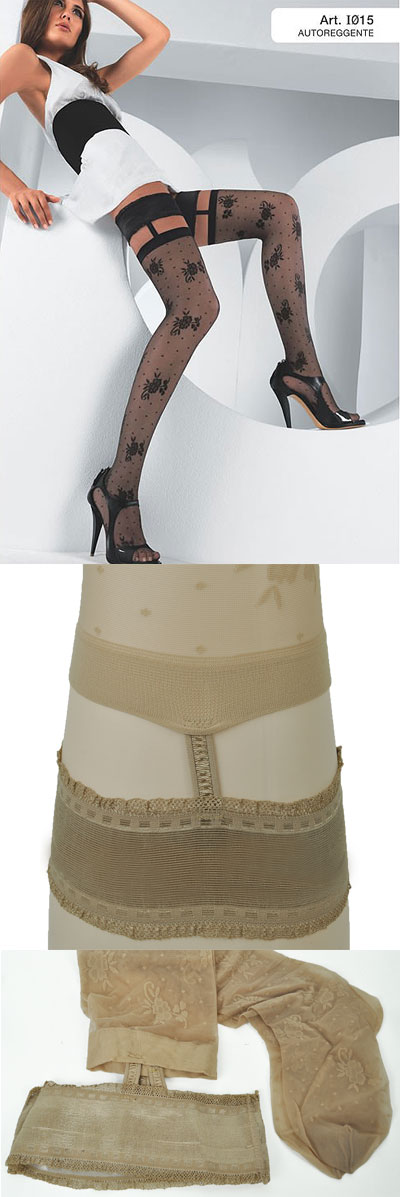 インポート ガーターストッキング LEVANTE I015 花柄ガーターストッキング 肌色、黒、パウダーピンク、白